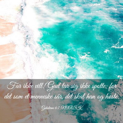 Picture 03 - Galaterne 6:7 NORSK - Far ikke vill! Gud lar sig ikke spotte; for det - Bible Verse Picture