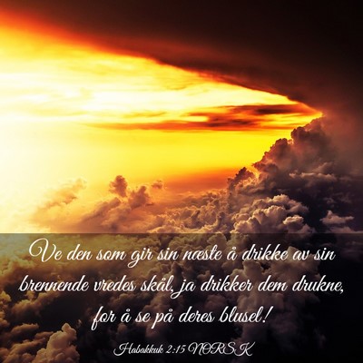 Picture 03 - Habakkuk 2:15 NORSK - Ve den som gir sin næste å drikke av sin - Bible Verse Picture