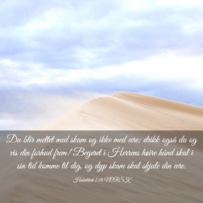 Picture 03 - Habakkuk 2:16 NORSK - Du blir mettet med skam og ikke med ære; drikk - Bible Verse Picture