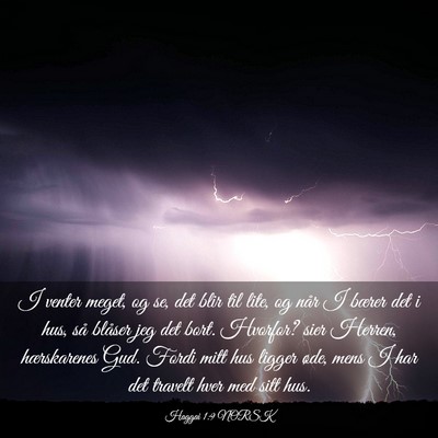 Picture 03 - Haggai 1:9 NORSK - I venter meget, og se, det blir til lite, og når - Bible Verse Picture