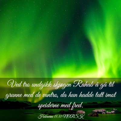 Picture 03 - Hebreerne 11:31 NORSK - Ved tro undgikk skjøgen Rahab å gå til grunne - Bible Verse Picture