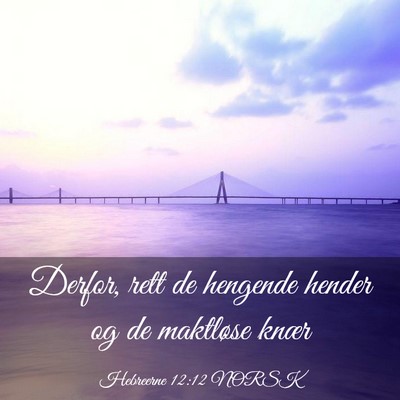 Picture 03 - Hebreerne 12:12 NORSK - Derfor, rett de hengende hender og de maktløse - Bible Verse Picture