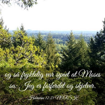 Picture 03 - Hebreerne 12:21 NORSK - og så fryktelig var synet at Moses sa: Jeg er - Bible Verse Picture