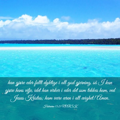 Picture 03 - Hebreerne 13:21 NORSK - han gjøre eder fullt dyktige i all god gjerning, - Bible Verse Picture