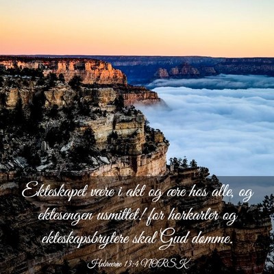 Picture 03 - Hebreerne 13:4 NORSK - Ekteskapet være i akt og ære hos alle, og - Bible Verse Picture