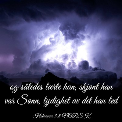 Picture 03 - Hebreerne 5:8 NORSK - og således lærte han, skjønt han var Sønn, - Bible Verse Picture