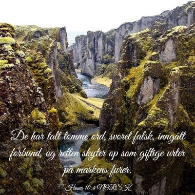 Picture 03 - Hosea 10:4 NORSK - De har talt tomme ord, svoret falsk, inngått - Bible Verse Picture