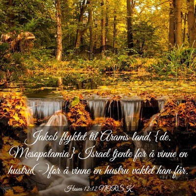 Picture 03 - Hosea 12:12 NORSK - Jakob flyktet til Arams land, {de. Mesopotamia} - Bible Verse Picture