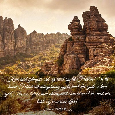 Picture 03 - Hosea 14:2 NORSK - Kom med ydmyke ord og vend om til Herren! Si til - Bible Verse Picture