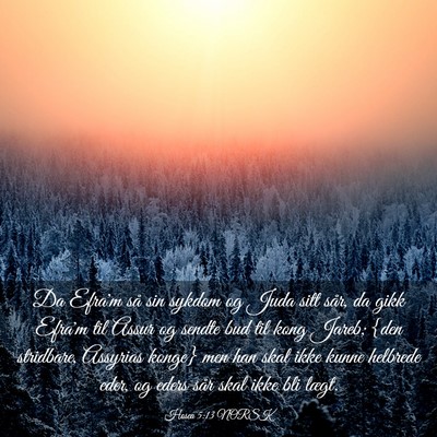Picture 03 - Hosea 5:13 NORSK - Da Efra'm så sin sykdom og Juda sitt sår, da - Bible Verse Picture