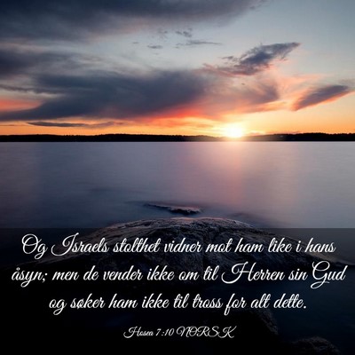 Picture 03 - Hosea 7:10 NORSK - Og Israels stolthet vidner mot ham like i hans - Bible Verse Picture