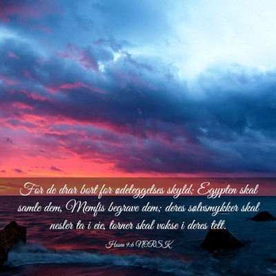 Picture 03 - Hosea 9:6 NORSK - For de drar bort for ødeleggelses skyld; Egypten - Bible Verse Picture