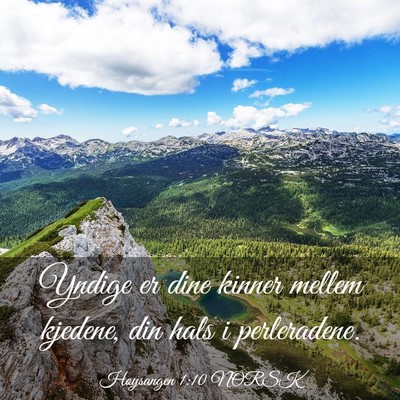 Picture 03 - Høysangen 1:10 NORSK - Yndige er dine kinner mellem kjedene, din hals i - Bible Verse Picture