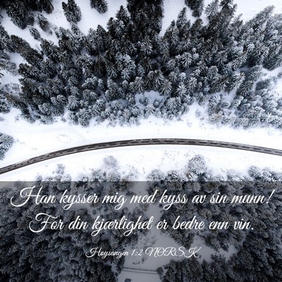 Picture 03 - Høysangen 1:2 NORSK - Han kysser mig med kyss av sin munn! For din - Bible Verse Picture