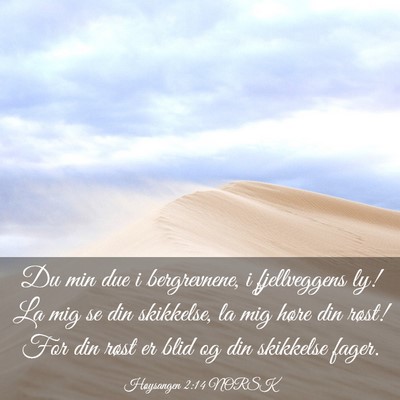 Picture 03 - Høysangen 2:14 NORSK - Du min due i bergrevnene, i fjellveggens ly! La - Bible Verse Picture