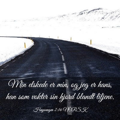 Picture 03 - Høysangen 2:16 NORSK - Min elskede er min, og jeg er hans, han som - Bible Verse Picture