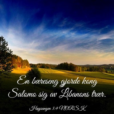 Picture 03 - Høysangen 3:9 NORSK - En bæreseng gjorde kong Salomo sig av Libanons - Bible Verse Picture