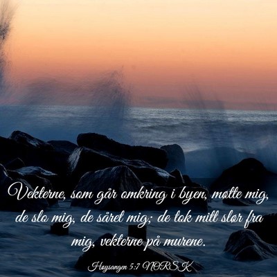 Picture 03 - Høysangen 5:7 NORSK - Vekterne, som går omkring i byen, møtte mig, de - Bible Verse Picture