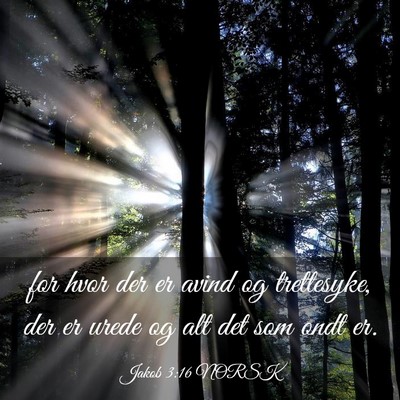 Picture 03 - Jakob 3:16 NORSK - for hvor der er avind og trettesyke, der er urede - Bible Verse Picture