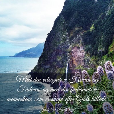 Picture 03 - Jakob 3:9 NORSK - Med den velsigner vi Herren og Faderen, og med - Bible Verse Picture
