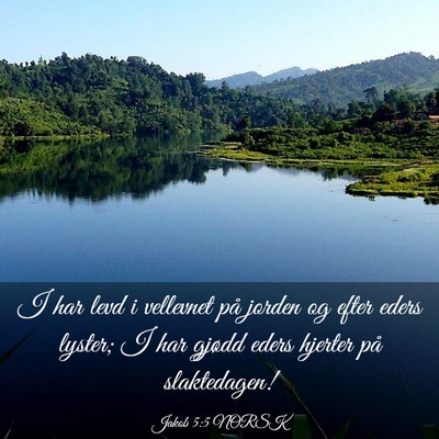 Picture 03 - Jakob 5:5 NORSK - I har levd i vellevnet på jorden og efter eders - Bible Verse Picture