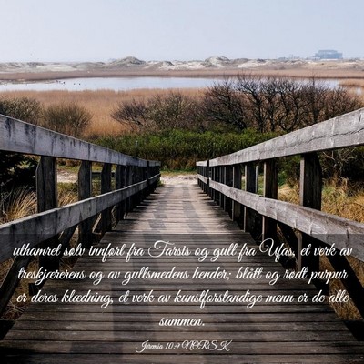 Picture 03 - Jeremia 10:9 NORSK - uthamret sølv innført fra Tarsis og gull fra - Bible Verse Picture