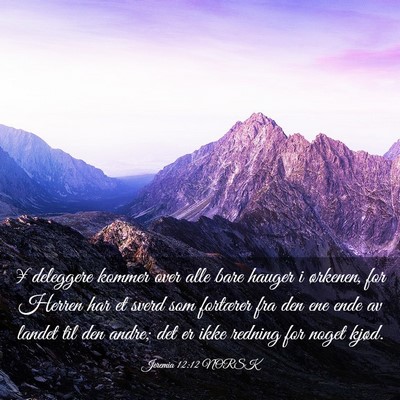 Picture 03 - Jeremia 12:12 NORSK - ¥deleggere kommer over alle bare hauger i - Bible Verse Picture