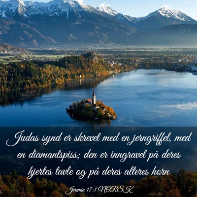 Picture 03 - Jeremia 17:1 NORSK - Judas synd er skrevet med en jerngriffel, med en - Bible Verse Picture