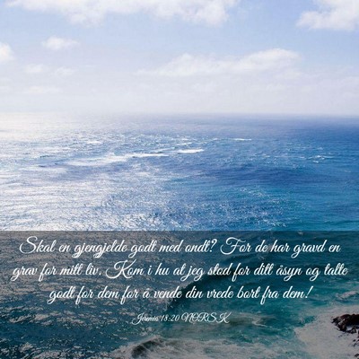 Picture 03 - Jeremia 18:20 NORSK - Skal en gjengjelde godt med ondt? For de har - Bible Verse Picture