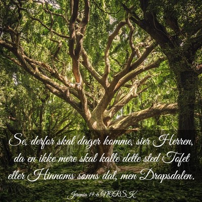 Picture 03 - Jeremia 19:6 NORSK - Se, derfor skal dager komme, sier Herren, da en - Bible Verse Picture