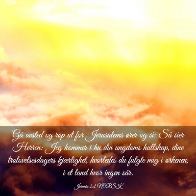 Picture 03 - Jeremia 2:2 NORSK - Gå avsted og rop ut for Jerusalems ører og si: - Bible Verse Picture