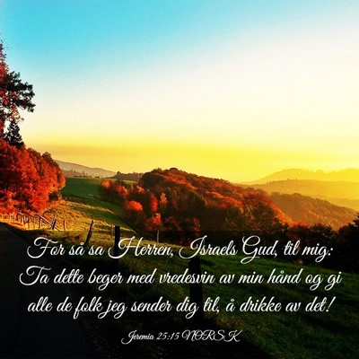 Picture 03 - Jeremia 25:15 NORSK - For så sa Herren, Israels Gud, til mig: Ta dette - Bible Verse Picture