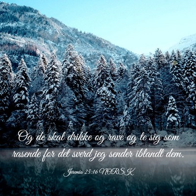 Picture 03 - Jeremia 25:16 NORSK - Og de skal drikke og rave og te sig som rasende - Bible Verse Picture