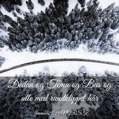 Picture 03 - Jeremia 25:23 NORSK - Dedan og Tema og Bus og alle med rundklippet - Bible Verse Picture
