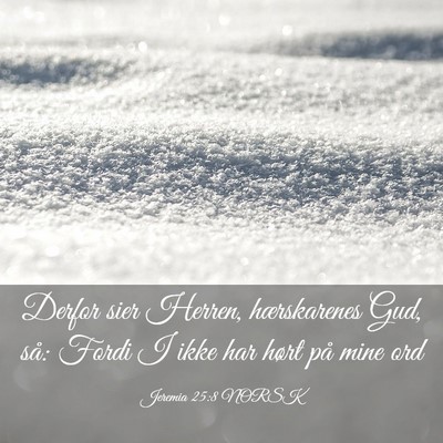 Picture 03 - Jeremia 25:8 NORSK - Derfor sier Herren, hærskarenes Gud, så: Fordi - Bible Verse Picture