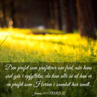 Picture 03 - Jeremia 28:9 NORSK - Den profet som profeterer om fred, når hans ord - Bible Verse Picture
