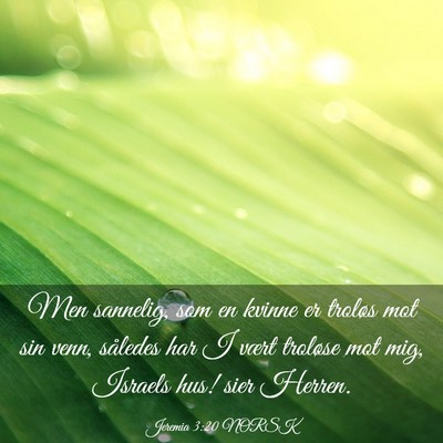 Picture 03 - Jeremia 3:20 NORSK - Men sannelig, som en kvinne er troløs mot sin - Bible Verse Picture