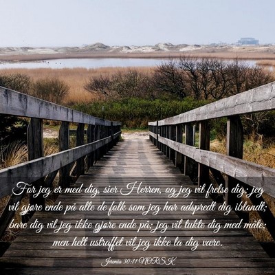 Picture 03 - Jeremia 30:11 NORSK - For jeg er med dig, sier Herren, og jeg vil - Bible Verse Picture