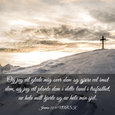 Picture 03 - Jeremia 32:41 NORSK - Og jeg vil glede mig over dem og gjøre vel imot - Bible Verse Picture