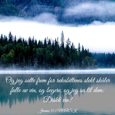 Picture 03 - Jeremia 35:5 NORSK - Og jeg satte frem for rekabittenes slekt skåler - Bible Verse Picture