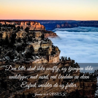 Picture 03 - Jeremia 46:6 NORSK - Den lette skal ikke undfly, og kjempen ikke - Bible Verse Picture