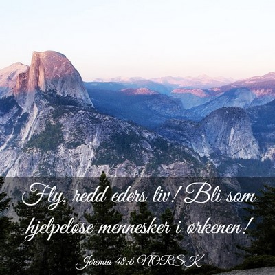 Picture 03 - Jeremia 48:6 NORSK - Fly, redd eders liv! Bli som hjelpeløse - Bible Verse Picture