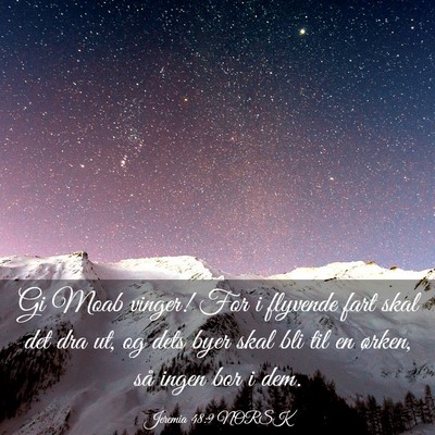 Picture 03 - Jeremia 48:9 NORSK - Gi Moab vinger! For i flyvende fart skal det dra - Bible Verse Picture