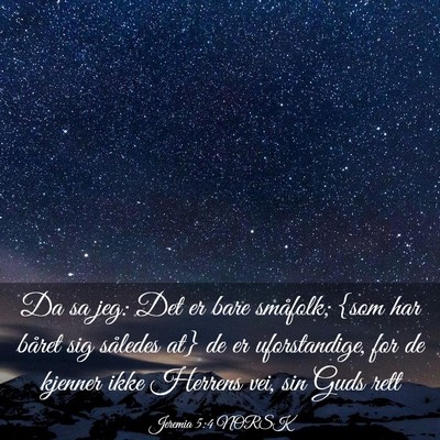Picture 03 - Jeremia 5:4 NORSK - Da sa jeg: Det er bare småfolk; {som har båret - Bible Verse Picture