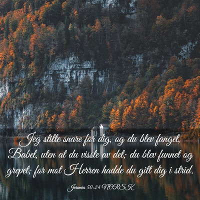 Picture 03 - Jeremia 50:24 NORSK - Jeg stilte snare for dig, og du blev fanget, - Bible Verse Picture
