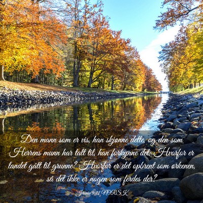 Picture 03 - Jeremia 9:12 NORSK - Den mann som er vis, han skjønne dette, og den - Bible Verse Picture