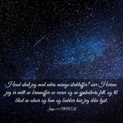 Picture 03 - Jesaja 1:11 NORSK - Hvad skal jeg med eders mange slaktoffer? sier - Bible Verse Picture
