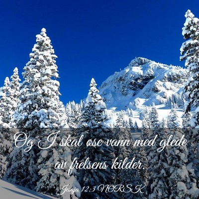 Picture 03 - Jesaja 12:3 NORSK - Og I skal øse vann med glede av frelsens - Bible Verse Picture