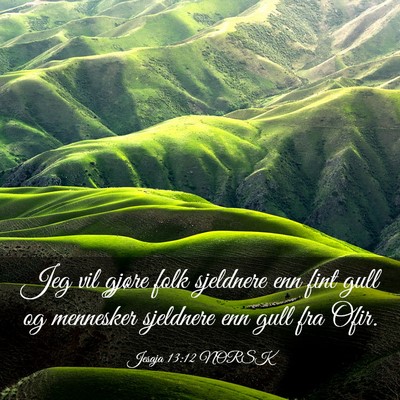 Picture 03 - Jesaja 13:12 NORSK - Jeg vil gjøre folk sjeldnere enn fint gull og - Bible Verse Picture