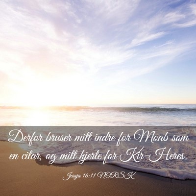 Picture 03 - Jesaja 16:11 NORSK - Derfor bruser mitt indre for Moab som en citar, - Bible Verse Picture